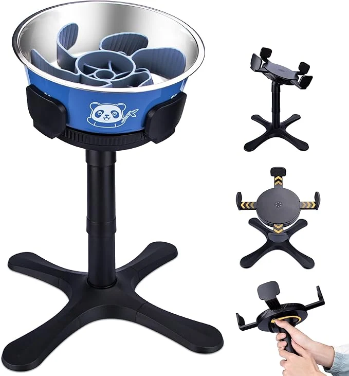 Lightweight d Slow Feeder Dog Bowl Adjustable Stand Tilted ABS Base Fits 5.5-9.5 Bowls Anti-Spill Non-Slip Heavy Duty for Med Large Dogs with Stainless Steel Bowls 1 Pack About ThisOverview High-Grade