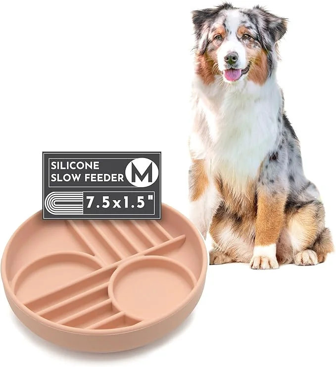 Optimized Should We Go Slow Feeder for Dogs Puppies The Slowdown Bowl Silicone Slow Eating Modern Lick Mat Design Reduces Gulping Fits 2 Cups 7.5 Across x 1.5 Tall Mealtime Challenge Medium-BlushAbout ThisOverview Secure