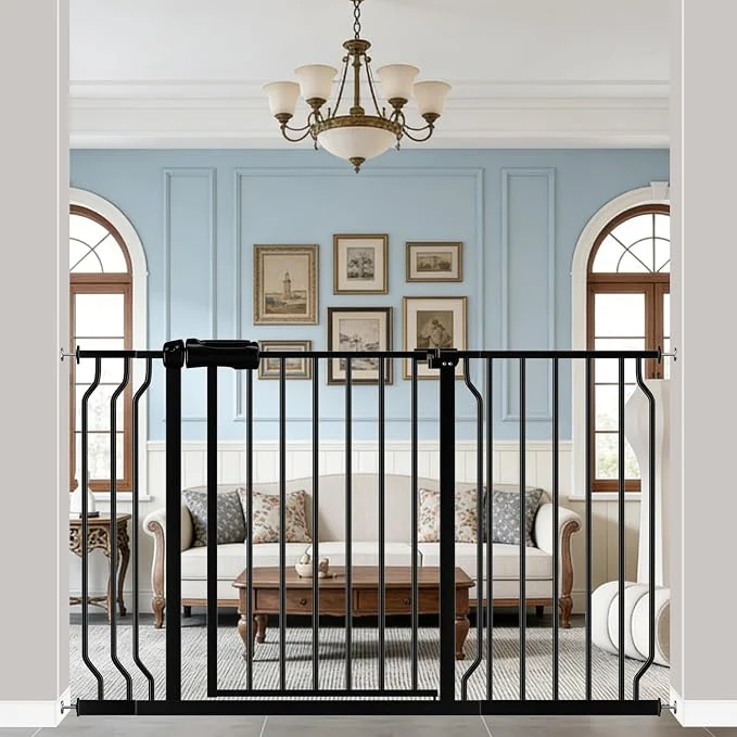 Enhanced WAOWAO Baby Gate 43.3-52.75 Extra Wide Pressure Mounted Walk Through Swing Powerful