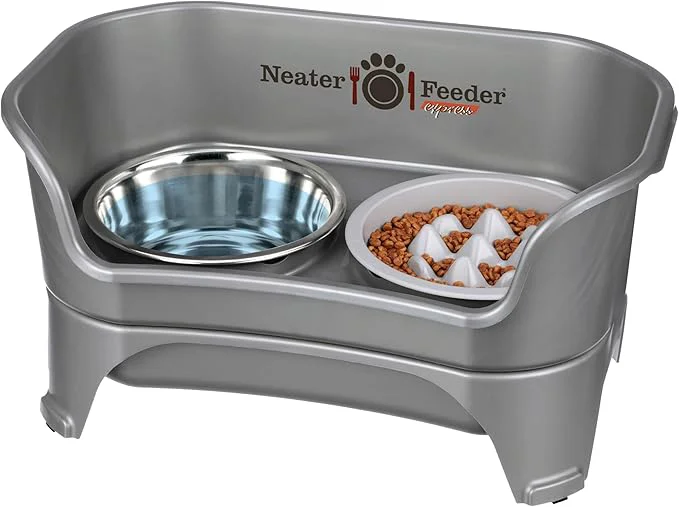 Refined Neater Feeder Express Mess Proof Dog Bowls d for Medium and Large Breed – Made in USA – No Spill Raised Slow Feeder d Dog Bowl Stand Slow Feed Food and Water Bowl Set GreyAbout ThisOverview Durable