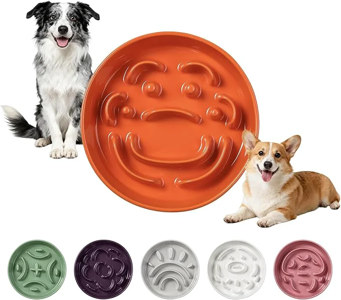 Prestigious Ceramic Slow Feeder Dog Bowl – Maze Dog Bowl to Slow Down Eating – Feeding Dish for Fast Eaters – I Food Control Dish for Medium to Large Breeds – 8.2 Inch – 1.8 Cups 180g – OrangeAbout ThisOverview Smooth
