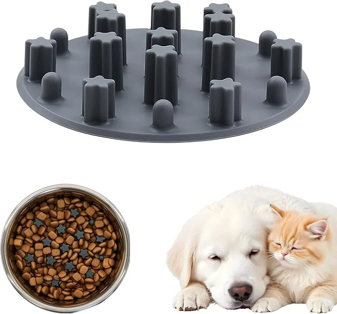 Natural Slow Feeder Insert for Cat Dog Bowls Anti-Choking Silicone with Strong Suction Cups Fits Most Cat Bowls I for Puppy Small Medium Breeds Grey About ThisOverview Efficient