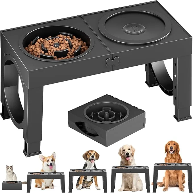 Organic XIAZ Slow Feeder Dog Bowl Stand – d Dog Food and Water Bowl Set for Large Medium Sized 5 Heights Adjustable Non-Slip Durable Prevents Bloating Improves Digestion BlueAbout ThisOverview Sustainable