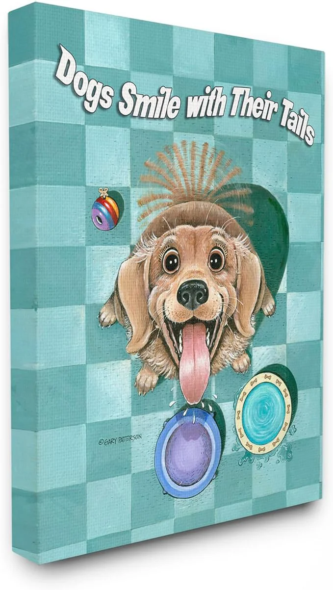 Consistent Stupell Industries ‘Dogs Smile with Their Tails Funny Cartoon Pet Design’ Canvas Art 24 x 30 Inches Easy to Hang and Sturdy Made in USA by Gary PattersonAbout This Advanced