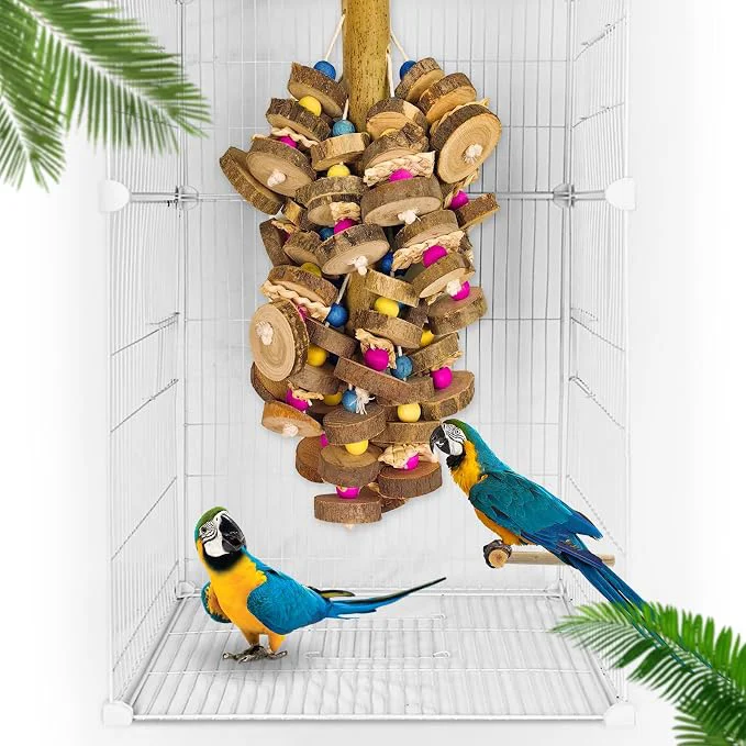 Elite Extra Large Bird Parrot Toys- 19.7 inch Multicolored Natural Wooden Block Green