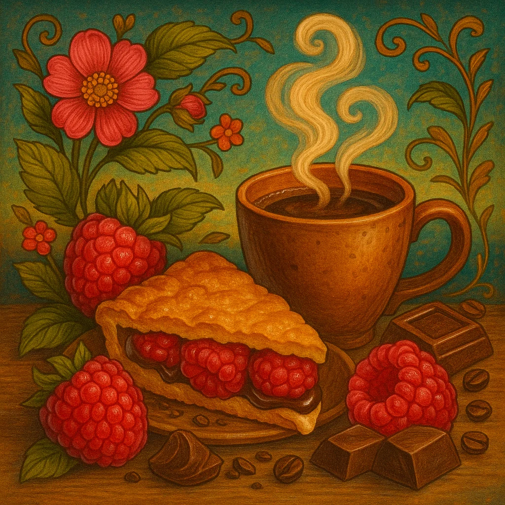 Pure Chocolate Raspberry Cream CoffeeDark chocolate and raspberry wrapped in a silky smooth roast that finishes like a truffle. Clean