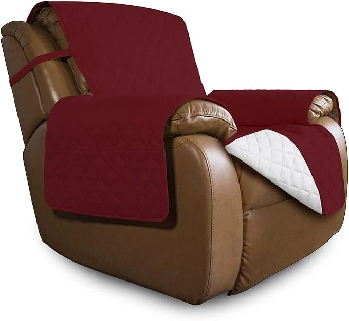 Superior Easy-Going Oversized Recliner Cover Reversible Couch Cover Sofa Cover for Living Room Water Resistant Furniture Protector with Elastic Straps for Pets Kids Oversized Recliner Christmas Red Ivory About ThisOverview Responsible