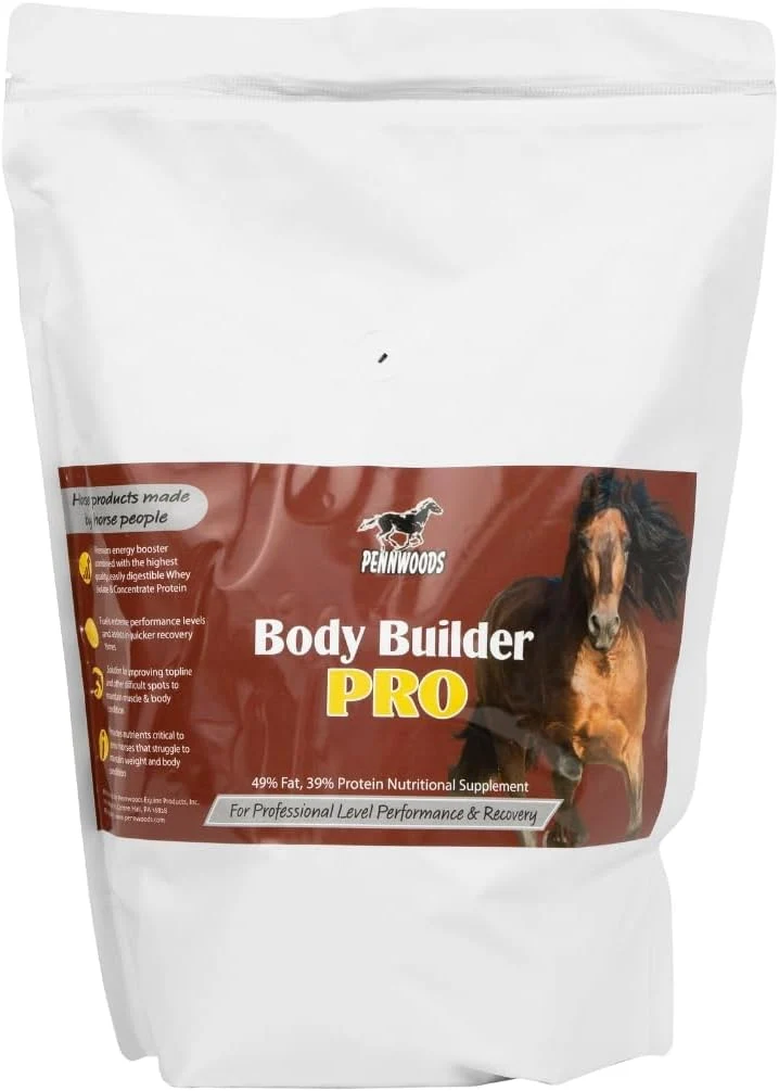 Long-Lasting Body Builder Pro Horse Weight Gain Supplement Premium High Fat Energy Booster with Whey Isolate and Concentrate Protein 4lb Bag Convenient
