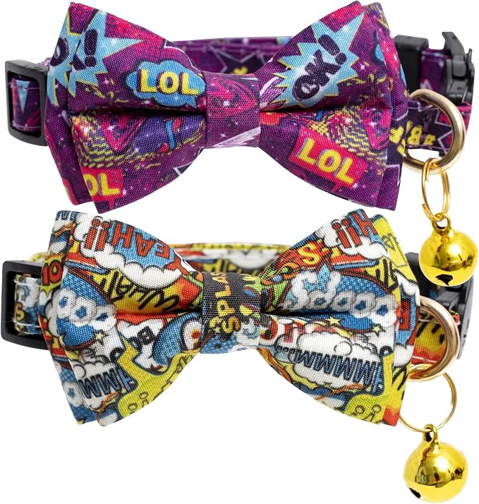Solid Faygarsle 2 Pack Cotton Designer Breakaway Cats Collar Genuine