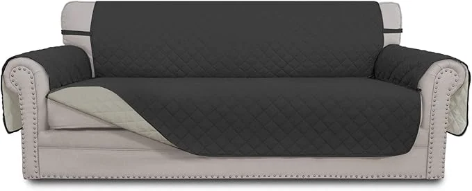 Crafted Easy-Going Reversible Oversized Couch Cover for 3 Cushion Couch Sofa Cover for Dogs Water Resistant Furniture Protector Cover with Foam Sticks for Pet Oversized Sofa Darkgray Beige About ThisOverview Detailed