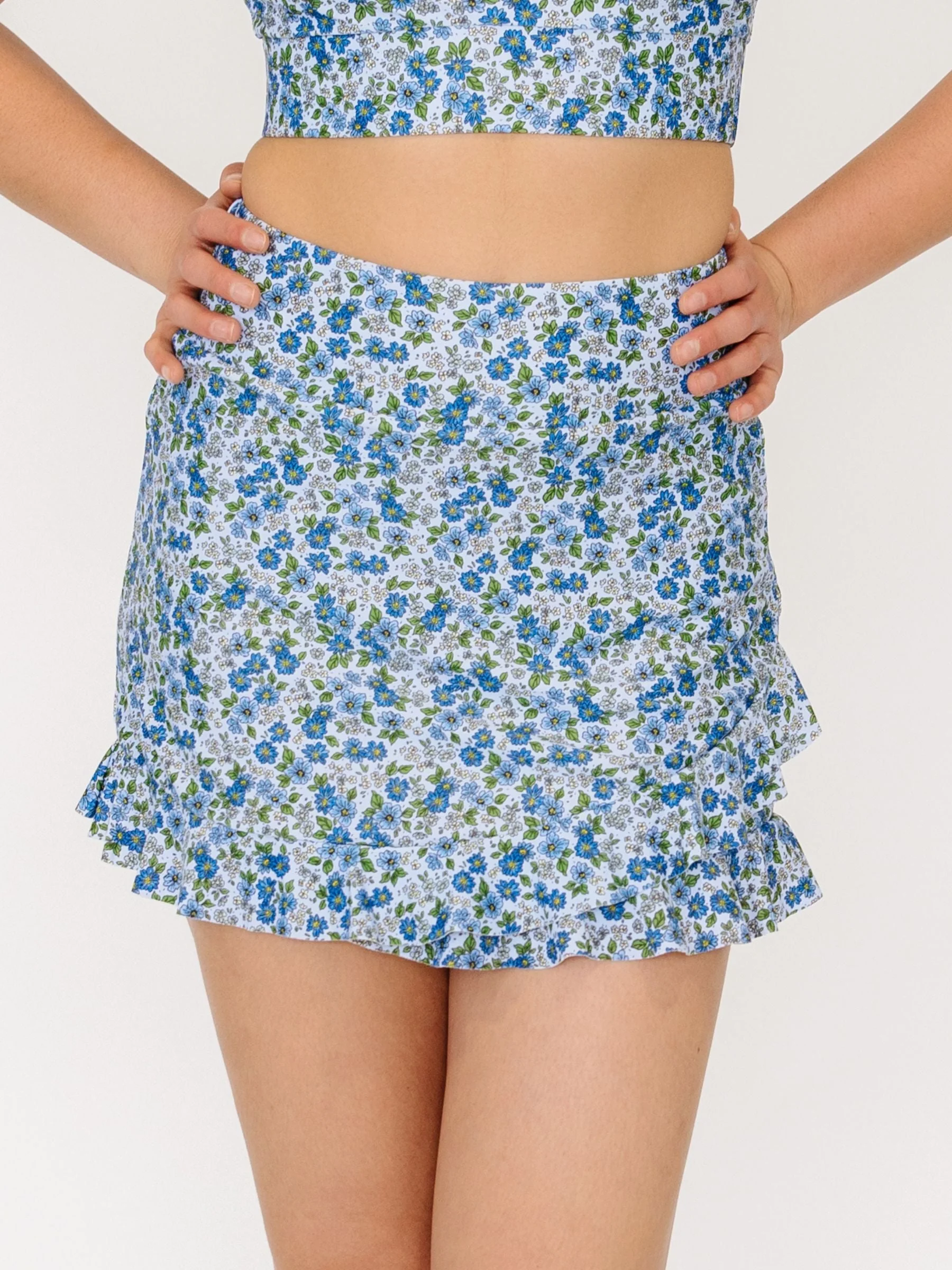 Casual Cornflower Ruffle Skirt w Bottoms Selected
