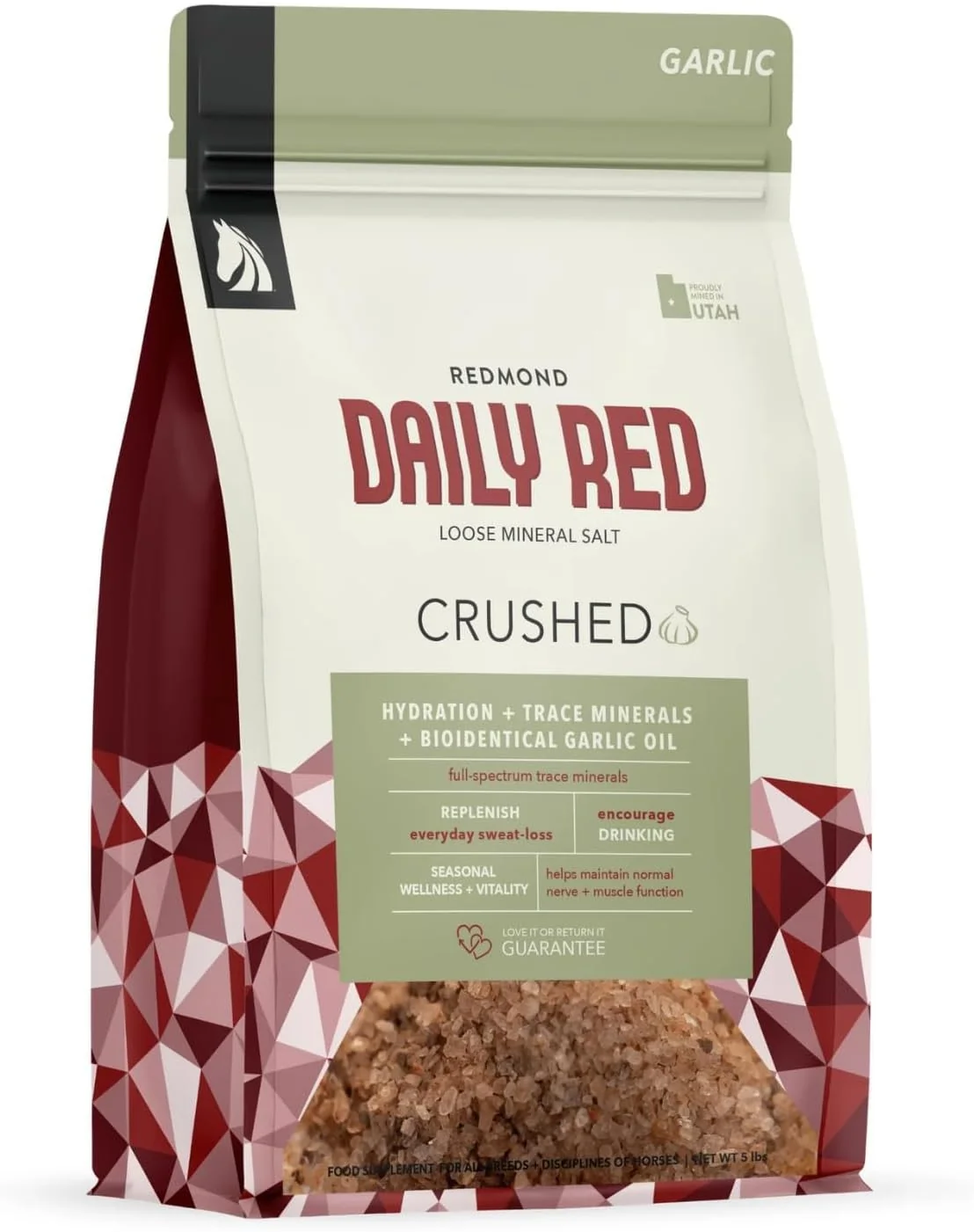 Effective REDMOND Daily RED Crushed – Mineral Supplement for Horses Garlic 5 LB Exclusive
