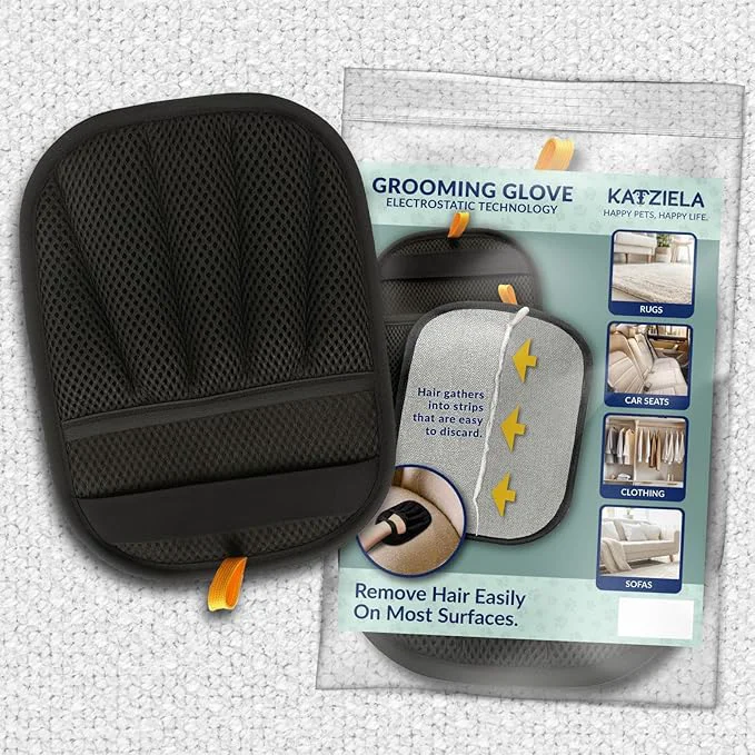 Optimized Katziela FurTidy Glove Pet Hair Remover Glove for Dogs Cats Reusable Electrostatic Grooming Mitt for Furniture Clothing Carpet Car Seats – Washable Eco-Friendly Deshedding Tool Next-Generation