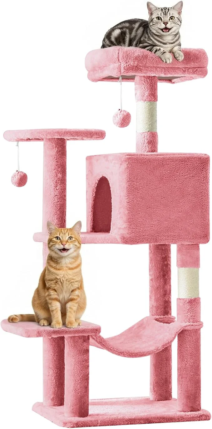 Fashionable DUMOS Small 44 Inch Cat Tree Tower Cat Climbing Tower High-Performance