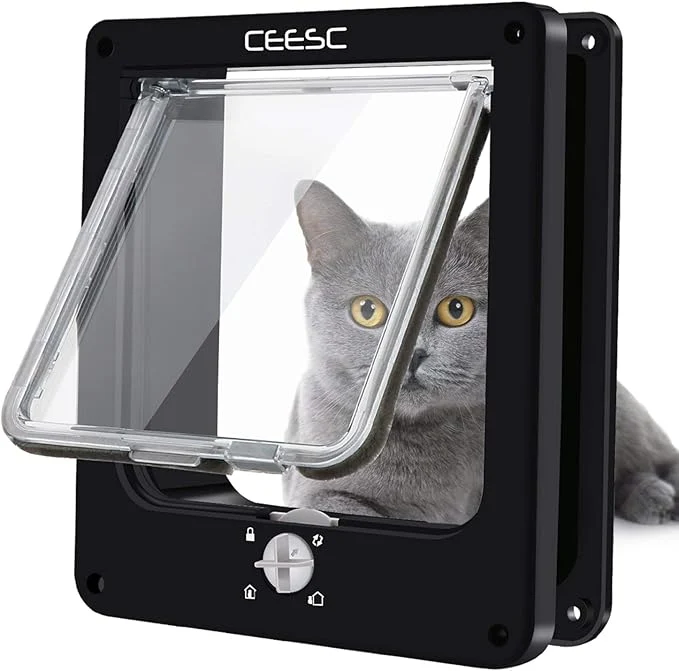 Powerful CEESC Medium Cat Door for Interior Exterior Door Weatherproof Rotary 4 Way Stylish