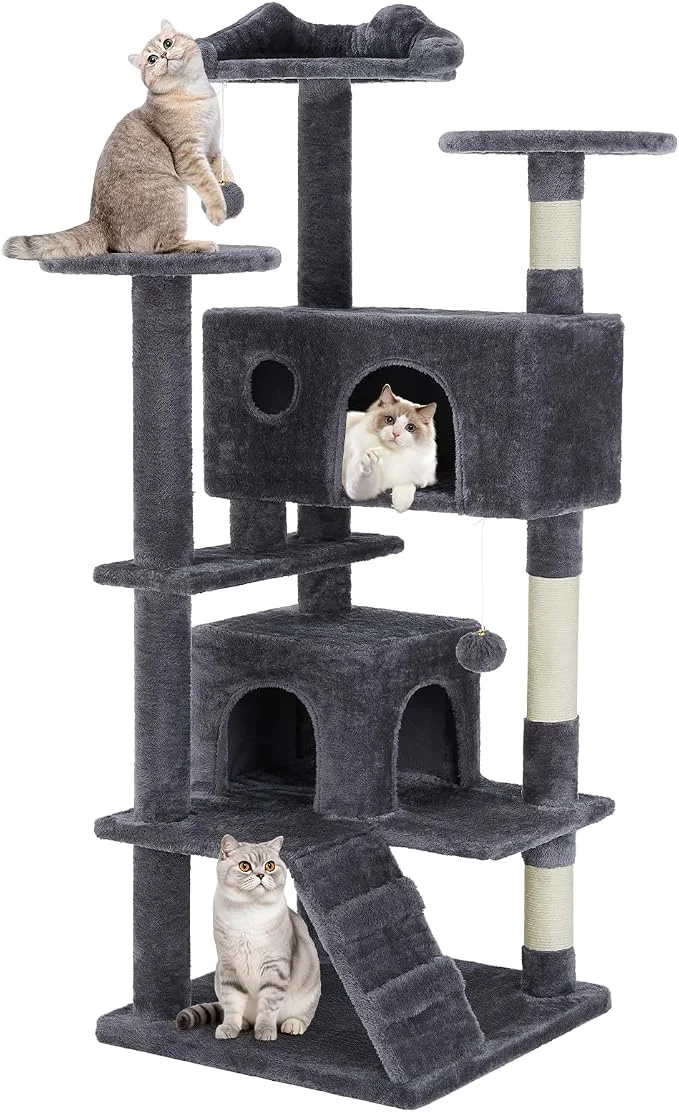 Fast DUMOS 54-inch Indoor Cat Tree Tower –Multi-Level Pet House Clean
