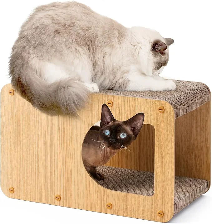 Selected EHEYCIGA Cardboard Cat Scratcher House 17-Inch Corrugated Cat Scratcher Breathable