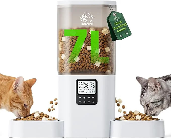 Consistent Timed Automatic Cat Feeder 2 Cats with Slow Feed Dual Automatic Dog Feeder with Information Visualization Programmable Auto Cat Food Dispenser for Multiple Pets Detachable for Clean-29 CupAbout ThisOverview Reliable