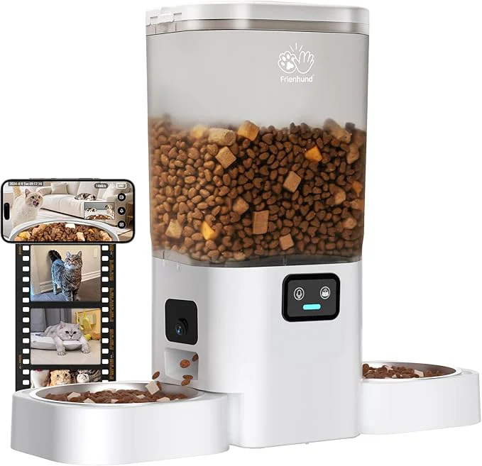 Breathable Automatic Cat Feeder with Two 1080P Camera for 2 Cats 7L Automatic Dog Feeder with Night Vision Slow Feed 5G WiFi Auto Cat Food Dispenser for Multiple Pet Detachable for Clean ACF180W-C About ThisOverview Durable