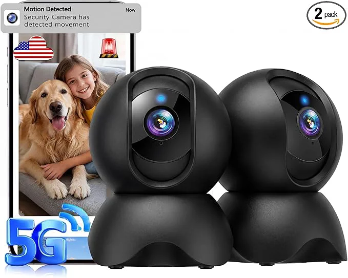 Traditional 2K Indoor Security Camera 2.4GHz 5GHz WiFi Pet Camera Indoor with Phone App 360° Pan-Tilt Cameras for Home Security 2-Way Audio Cloud SD Card Storage Motion Detection 2 PackAbout ThisOverview Minimalist
