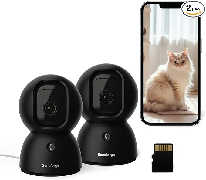 Selected SensForge 2.5K Indoor Pan-Tilt Dome Security Camera 360° Coverage AI Human Pet Detection Two-Way Talk Dual-Band Wi-Fi 2.4G 5G 64GB SD Card Basic Plan Optional Subscription 2 Black About ThisOverview Carefully Designed
