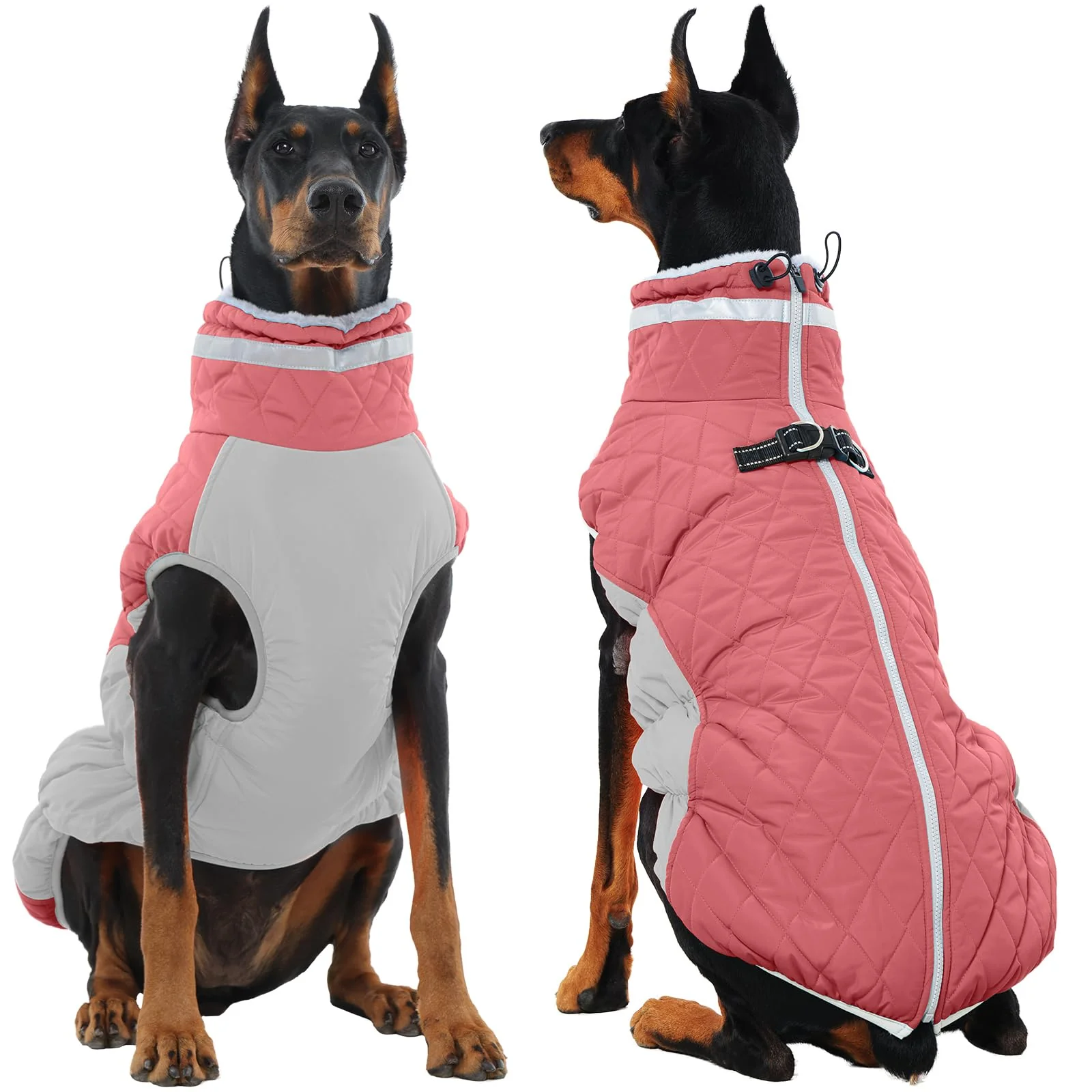 Sophisticated OUOBOB XXXL Pink Dog Jacket for Large Dogs – Waterproof Winter Coat with D-Ring Back Zipper Snowsuit Verified