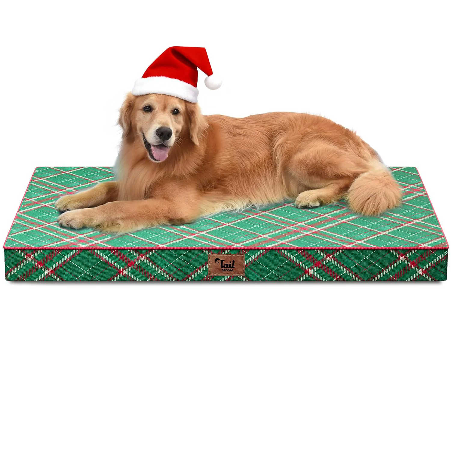 Traditional Tail Stories Outdoor XL Waterproof Dog Bed with Egg-Crate Foam Removable Cover Contemporary