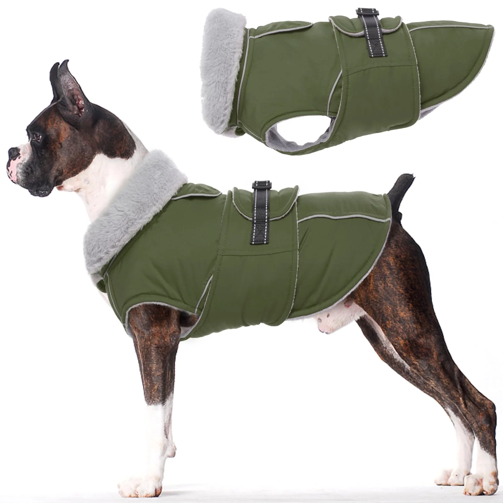 Exclusive LeLePet Warm Dog Coat – Reflective Fleece Vest Waterproof Winter Jacket for Small to XXL Dogs Army Green M Innovative