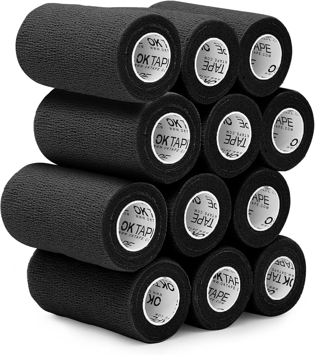 Exceptional OK TAPE Self Adherent Cohesive Bandages Wrap – 12Packs 3 x 5 Yards Non-Woven Self Adhesive Bandage Wrap for Thumb Finger Wrist Ankle Vet Wrap Bandages Tape Black High-Performance