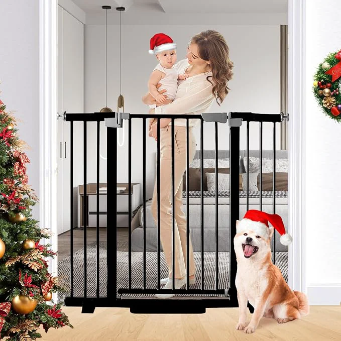 Natural 41 Tall Safety Pet Gate Adjustable 29.92 -49.21 Wide No Drilling Pressure Soft