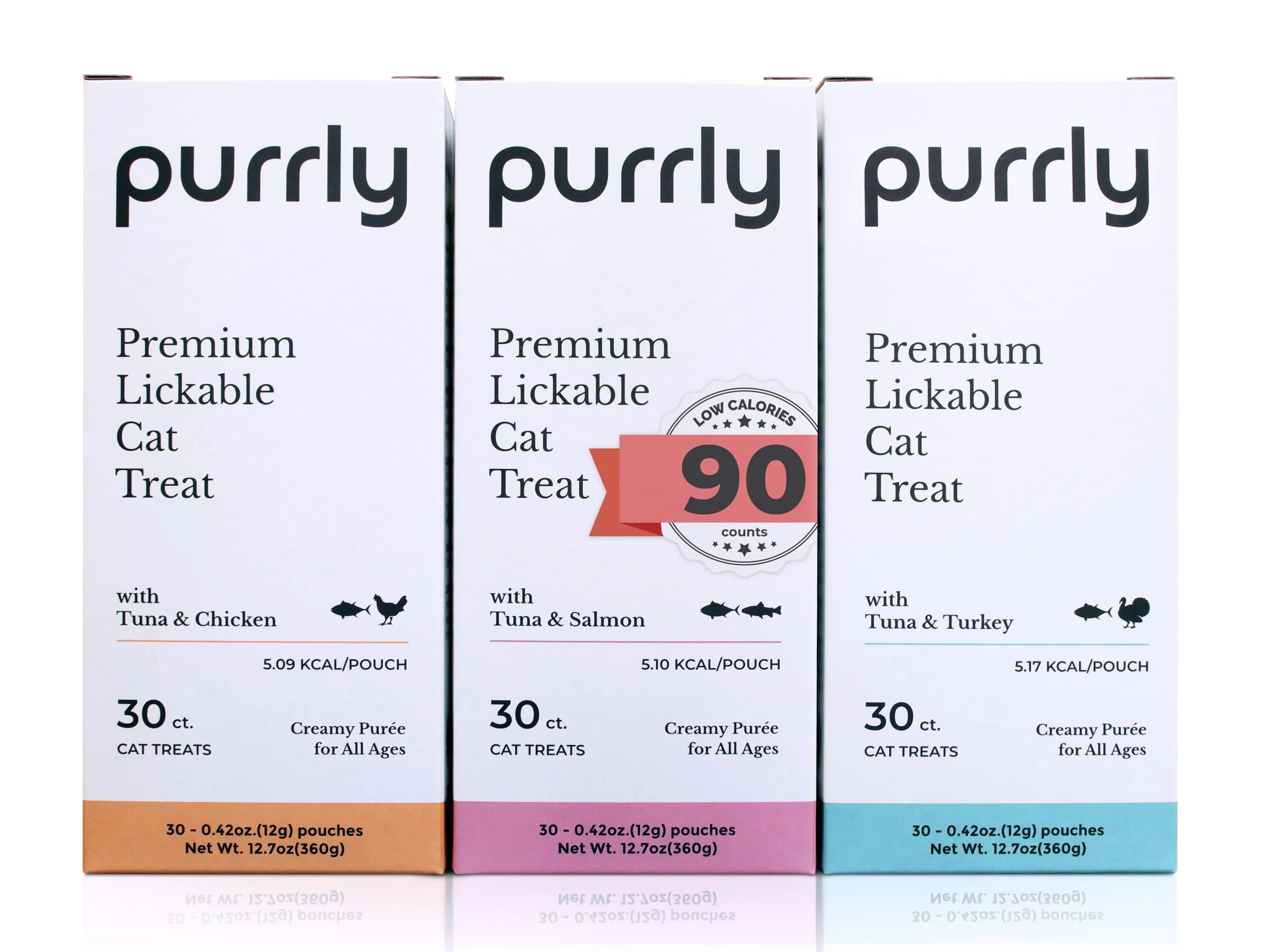 Next-Generation Purrly Tuna Variety Bundle for Cats 90 Count Lickable Hydrating Grain- No Preservatives Responsible