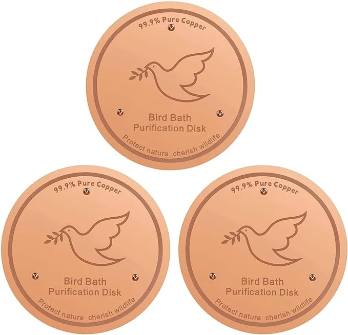 Innovative 3Pack Bird Bath Copper Purification Disk 0.6mm Reinforced 99.9 Pure Copper Premium