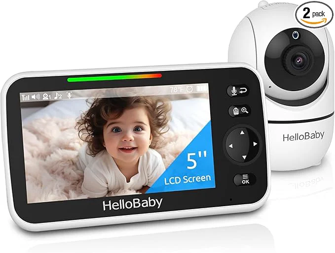 Official HelloBaby No WiFi Baby Monitor 5 Screen 30-Hour Battery Pan-Tilt-Zoom Video Upgrade with Camera and Audio Night Vision VOX 2-Way Talk 8 Lullabies and 1000ft Range HB6550About ThisOverview Recyclable