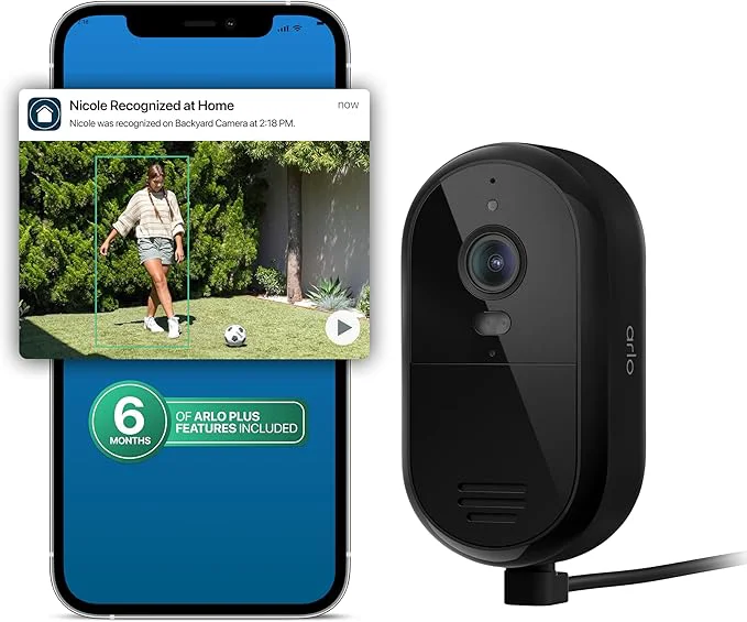 Green Arlo Essential Security Camera 2K 2025 Release 6 Months of Secure Elegant