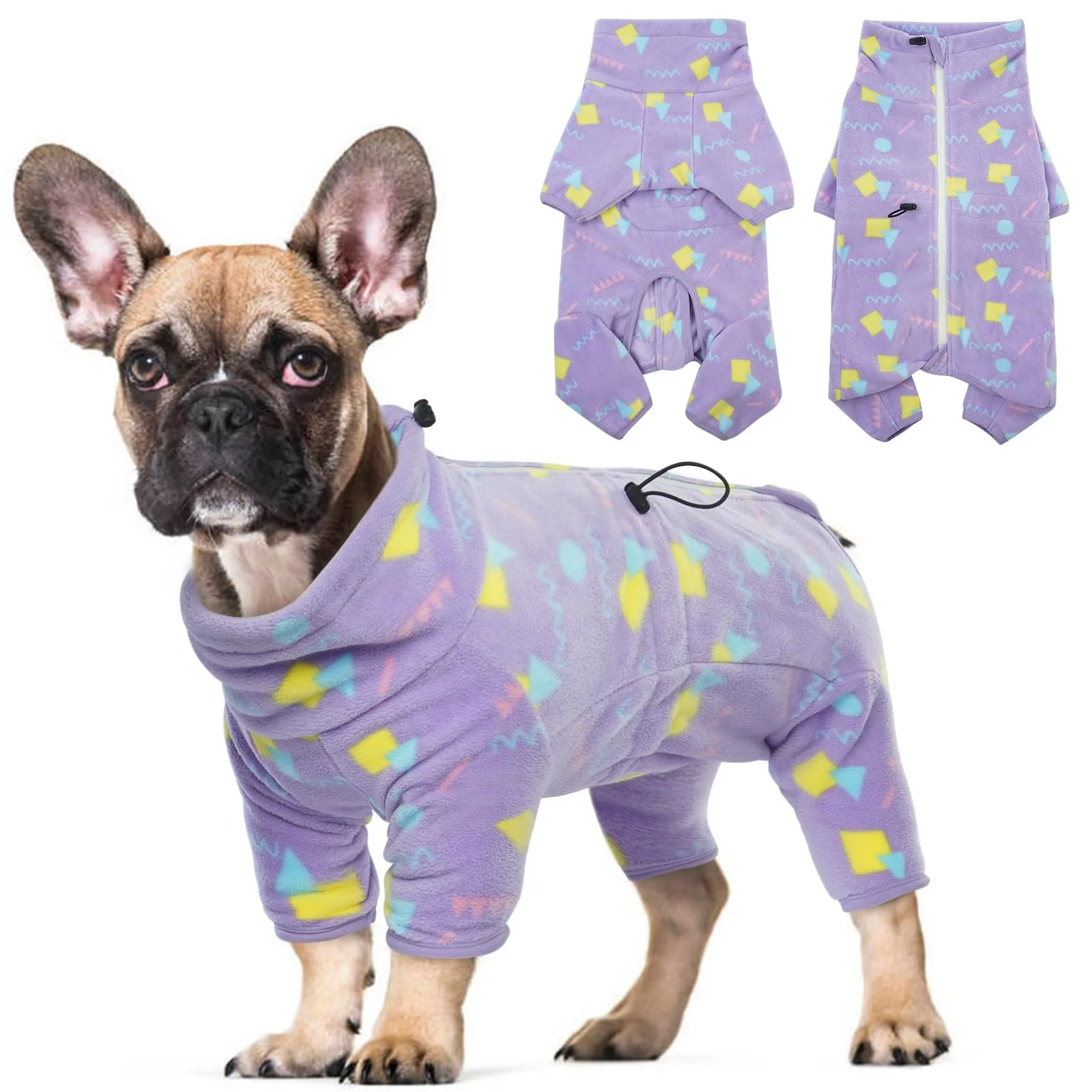 Recyclable ROZKITCH Geometry 2XL Dog Fleece Jumpsuit – Warm Windproof Coat with Luminous Zipper Clean