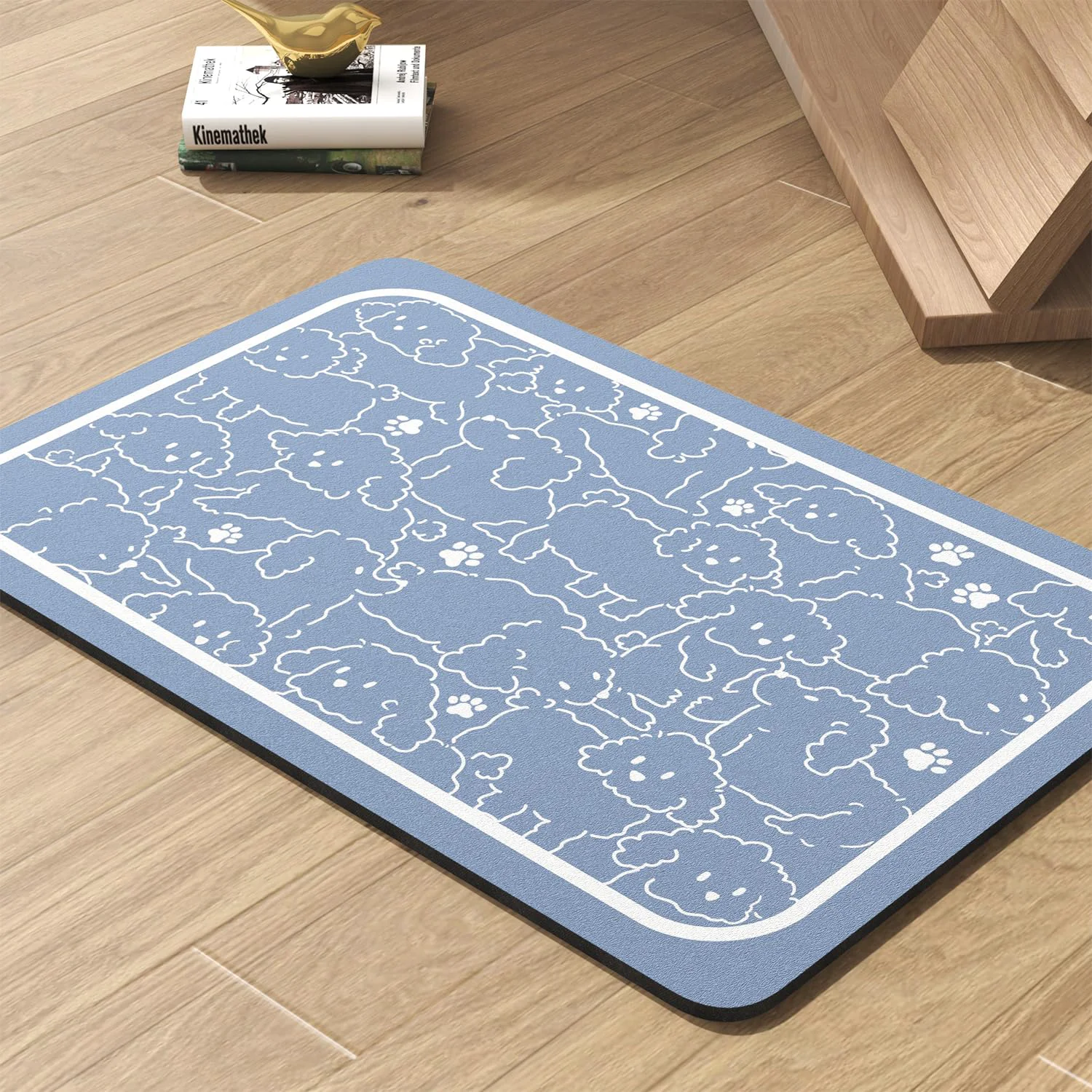 Long-Lasting PADOOR Pet Feeding Mat – Absorbent Dog Mat for Food Water Bowls Quick Dry 17×34 BlueDogs Edition World-Class