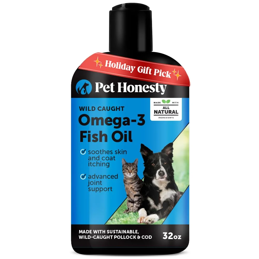Healthy Pet Honesty Omega-3 Fish Oil for Dogs Cats 32oz — Wild-Caught EPA DHA Exceptional