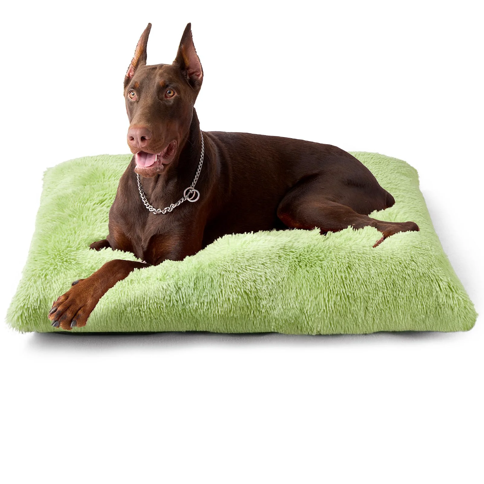 Solid EHEYCIGA Fluffy XXL Dog Crate Pad – Plush Green Calming Bed for Large Dogs Environmentally Friendly