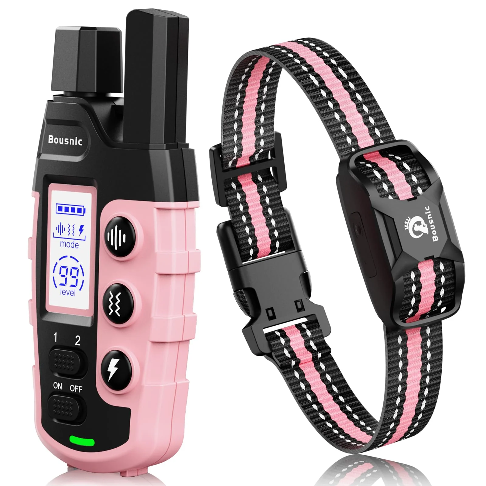 Trendy Bousnic Dog Shock Collar – 3300ft Range 5-120lb Waterproof Beep Vibration Safe Shock Green