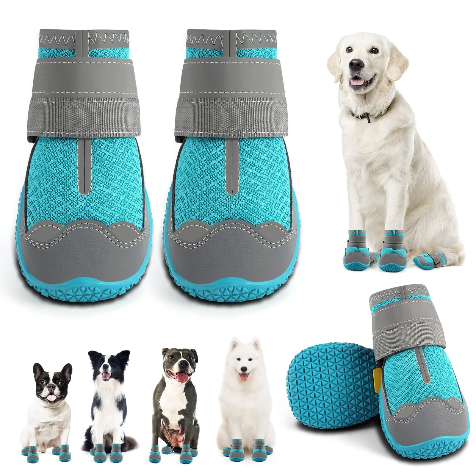 Eco-Friendly JZXOIVA Dog Shoes Size 4 – Breathable Paw Protectors for Hot Pavement Snow Hardwood Floors Stylish