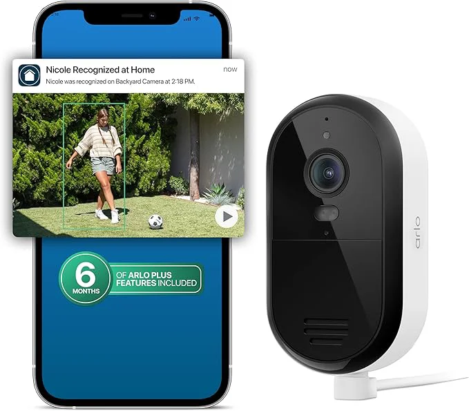 Arlo Essential Security Camera 2K 2025 Release 6 Months of Secure Flexible