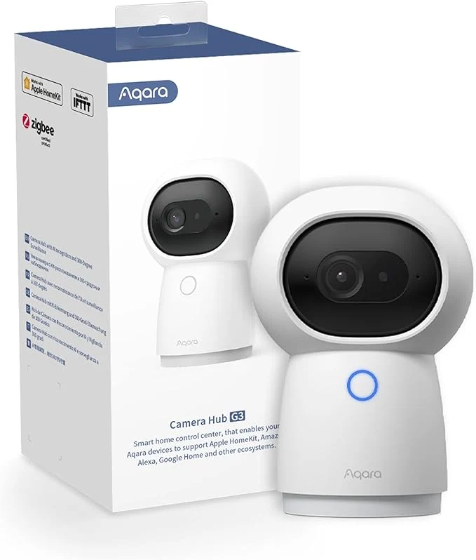 Long-Lasting Aqara 2K Security Indoor Camera Hub G3 AI Facial and Gesture Recognition Infrared Remote Control 360° Viewing Angle via Pan and Tilt Works with HomeKit Secure Video Alexa Google Assistant IFTTTAbout ThisOverview Natural