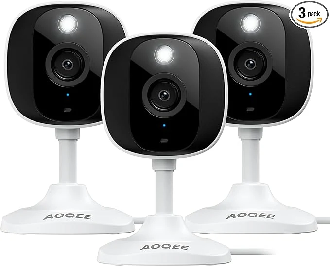 Breathable 2K Cameras for Home Security-Outdoor Indoor Camera for Dog Cat Pet Nanny Baby Elderly Color Night Vision White Light Siren 24 7 SD Recordings Works with Alexa Plug in C1-White-3pack-2.4G About ThisOverview Contemporary