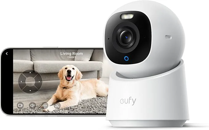Secure eufy Security 4K Indoor Camera E30-No Subscription Work as Pet Camera Nanny Baby Monitor 360° Pan Tilt AI Auto Tracking AI Detection 24 7 Recording Color Night Vision Two-Way Audio Works with HomeKitAbout ThisOverview Safe