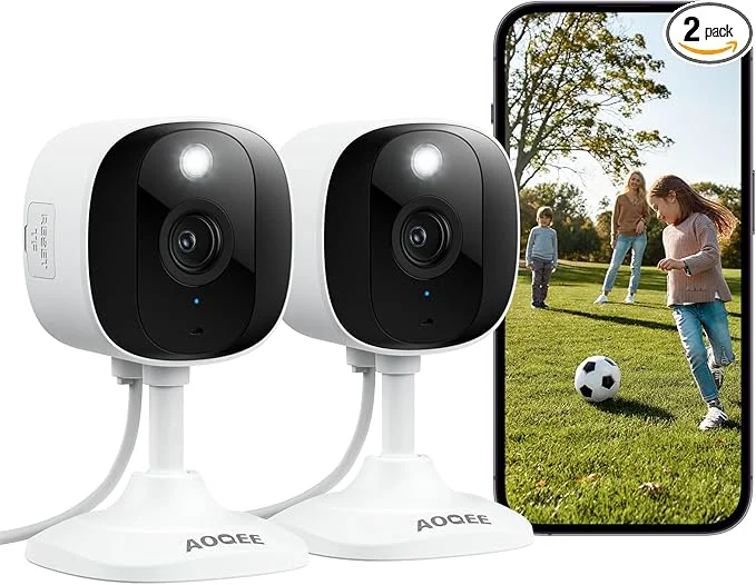 User-Friendly 2K Cameras for Home Security-Outdoor Indoor Camera for Dog Cat Pet Nanny Baby Elderly Color Night Vision White Light Siren 24 7 SD Recordings Works with Alexa Plug in C1-White-2pack-2.4G About ThisOverview Contemporary