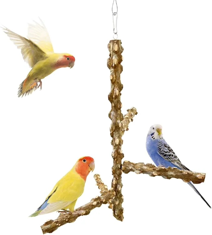 First-Class FlidRunest Bird Perch Hanging Bird Tree Ceiling Perch Swing Toy Natural Trendy