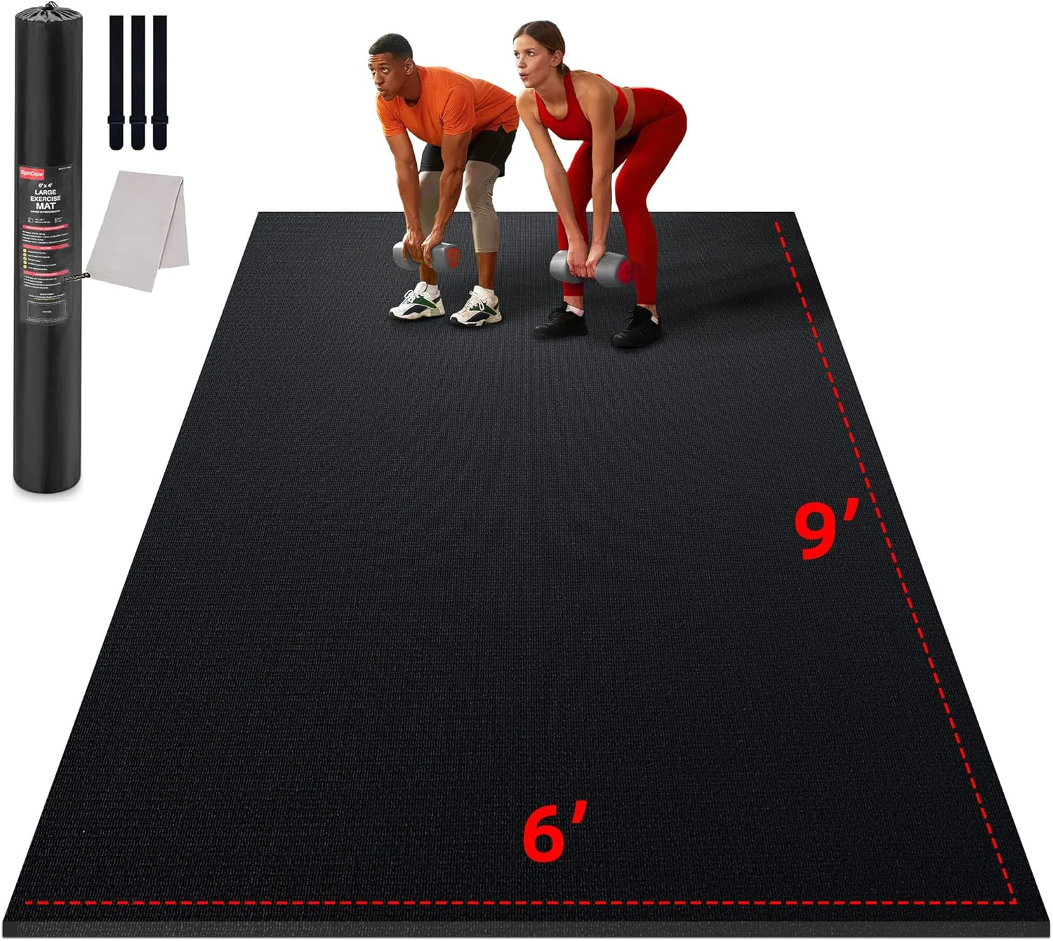 Smart Large Exercise Mat for Home Workout 12 x6 10’x6′ 9’x6′ 8’x6′ 7’x5′ 6’x4′ 7mm Extra Thick Workout Mat High-Density Gym Mat for Cardio Jump Rope MMA Weights Shoe-Friendly Original