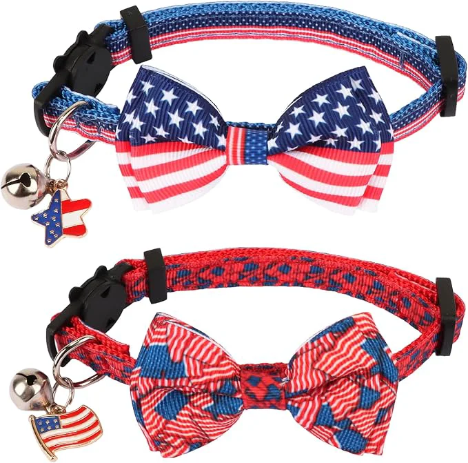 Top-Quality ADOGGYGO American Flag Cat Collars Premium Material