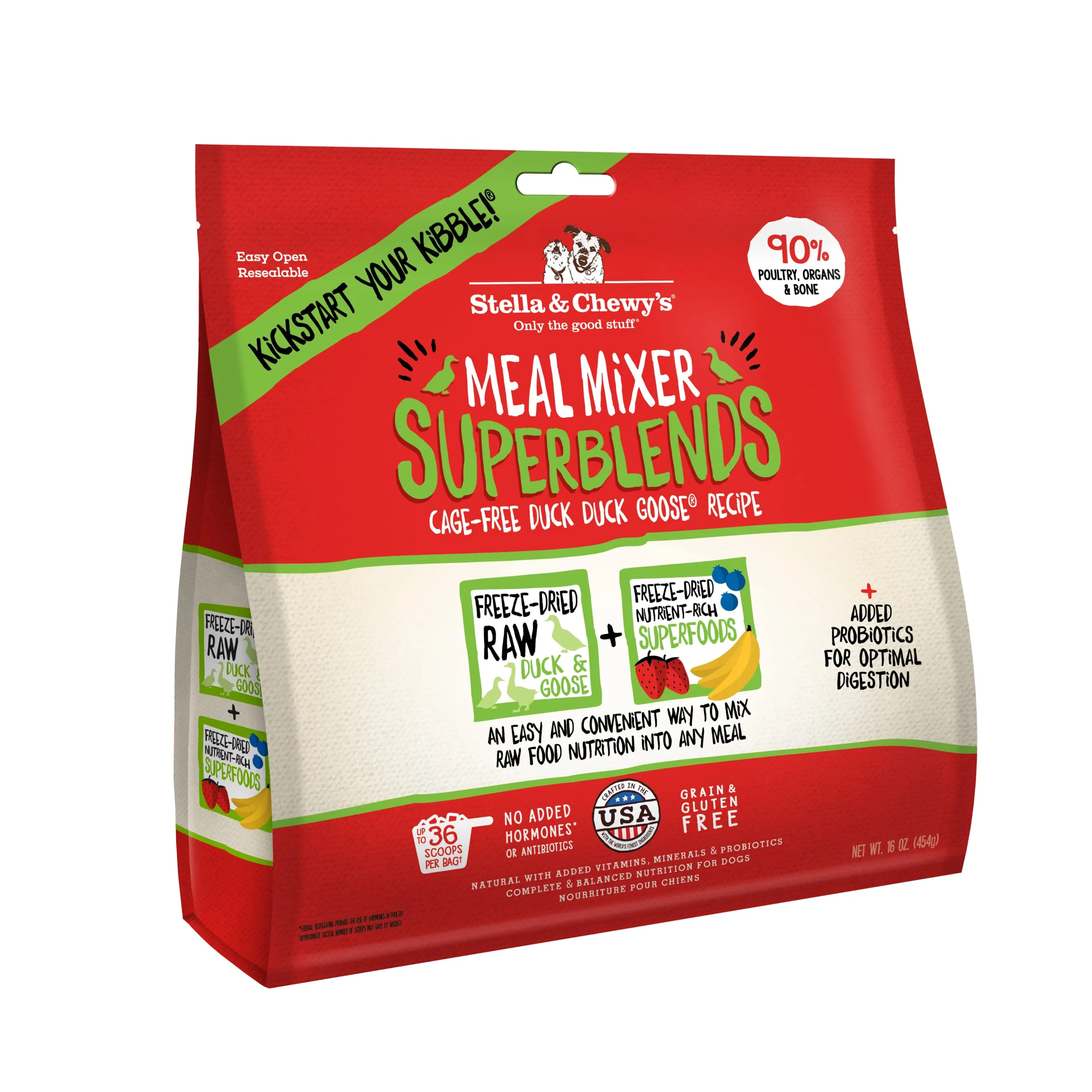 High-Performance Stella Chewy’s ze-Dried Raw Cage- Duck Meal Mixer SuperBlends – Grain- Topper 16 oz Fine