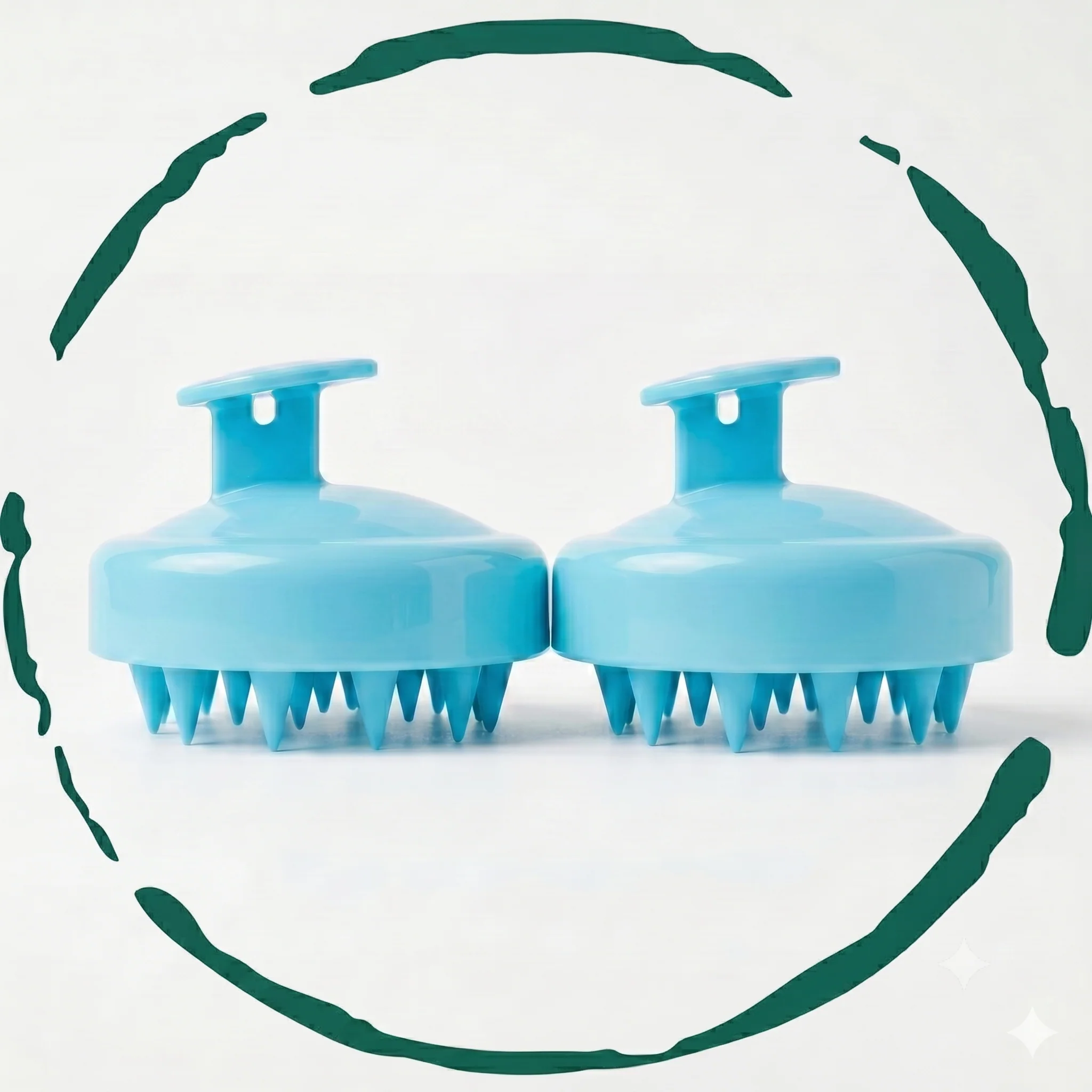 Green 2-Pack Scalp Scrubber Hair Growth Massager Traditional